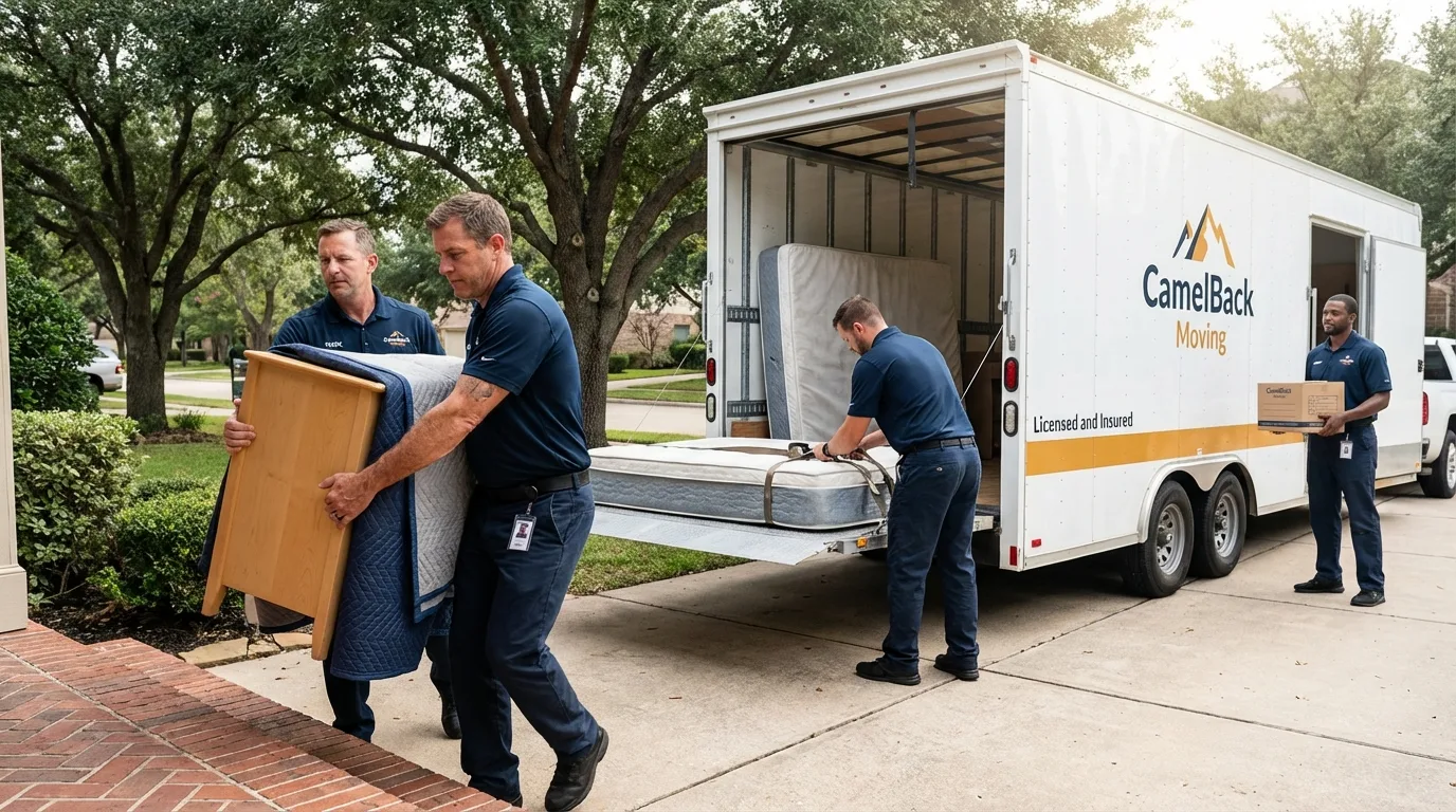 Crew loading residential truck for cross-state move from Oxford, NJ